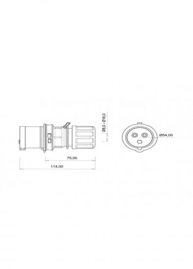 Bemis BC1-1403-2011 3/16A 2P+E 220V CEE Norm IP44 Düz Fiş